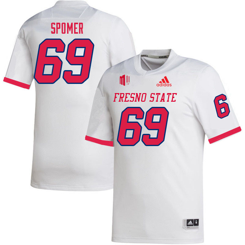 Men #69 Jacob Spomer Fresno State Bulldogs College Football Jerseys Sale-White